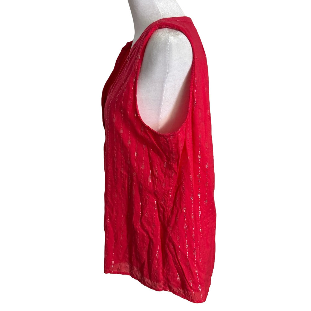 Crown & Ivy Silver & Red Cotton Rayon Metallic Sleeveless Women's Top Size M - Picture 6 of 14